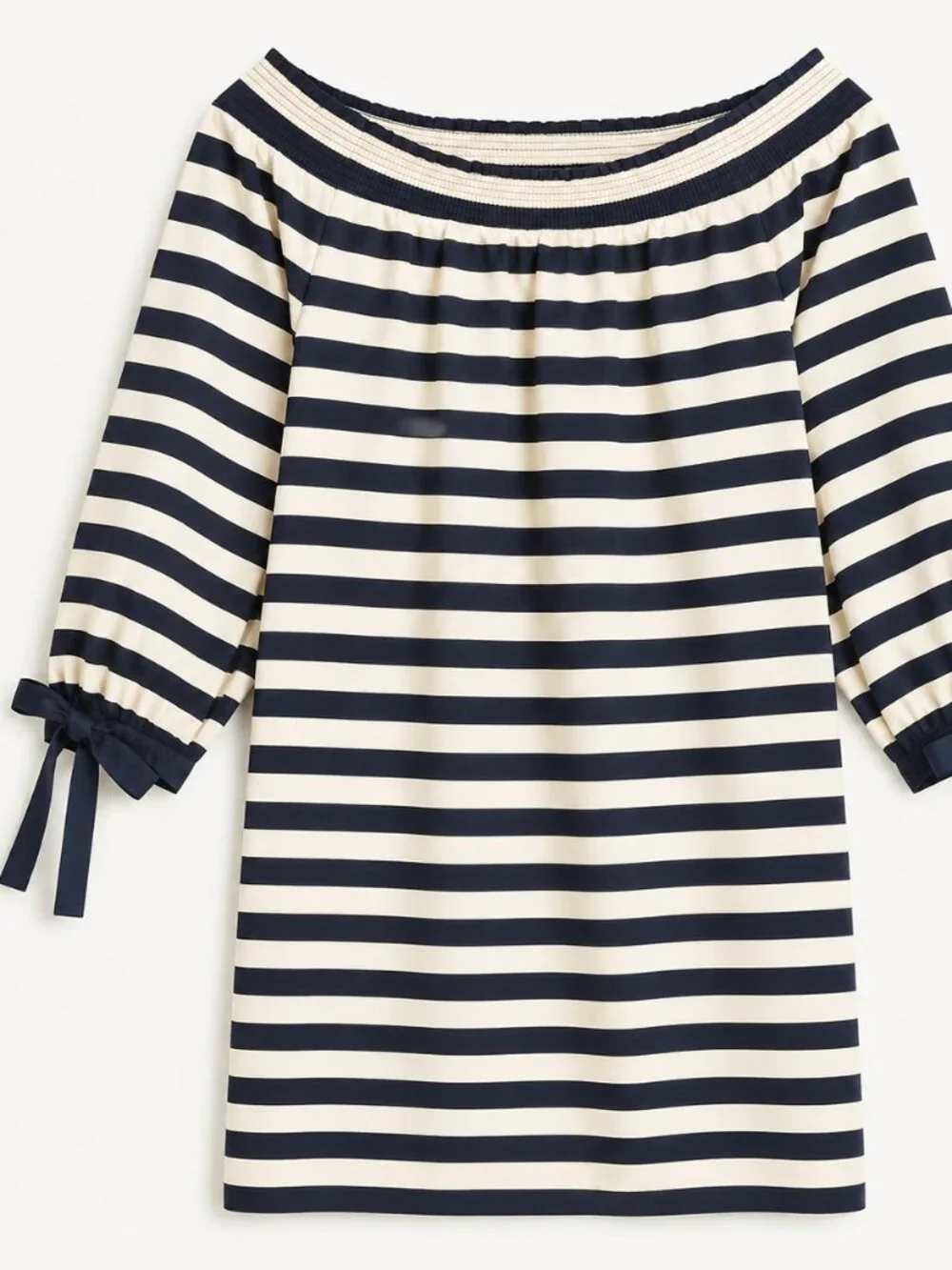 J.Crew Striped Off-Shoulder Muslin Dress Navy Ivory XL NWT Resort Business Casua